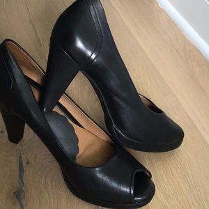 Nurture, “Constance” Peek-a-boo black pumps